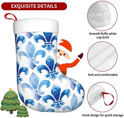 Austenstern Božićne čarape Fleur de Lis Blue Sea Dvostrano kamin Viseći čarape