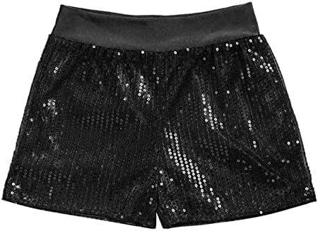 Liiyii Big Girls 'Cheer Performance Glitter Dance Kratke vruće hlače Gimnastične hlače Skra Sparkle prevrtanje