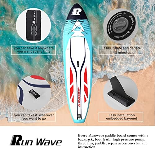 Runwave napuhavanje Stand Up Paddle Board 11 '×33 ×6 neklizajuća paluba sa Premium Sup priborom | Široki