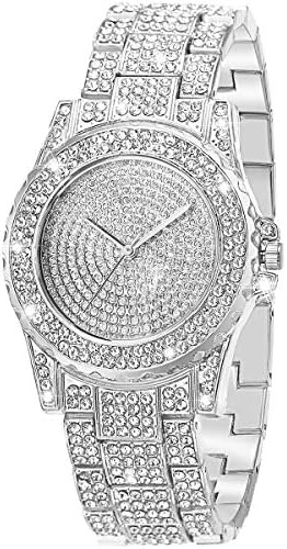ManChDa dijamantski sat srebrni sat za žene muškarci Rhinestone satovi Ice Out Watch puni dijamanti