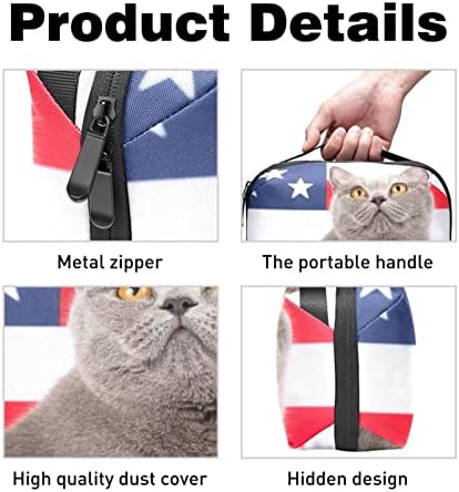 Kozmetička torba za žene, predivne sobne vodootporne torbe za šminku Travel American Flag Cat Animal Toalet