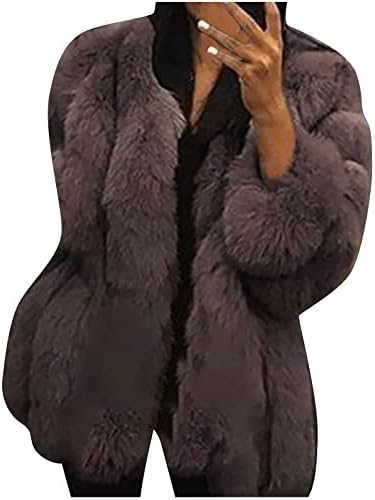 Jakna za žene Faux krzneni kaput krzno otvoreni prednji kardigan kaput zimski topli plus veličina labavi