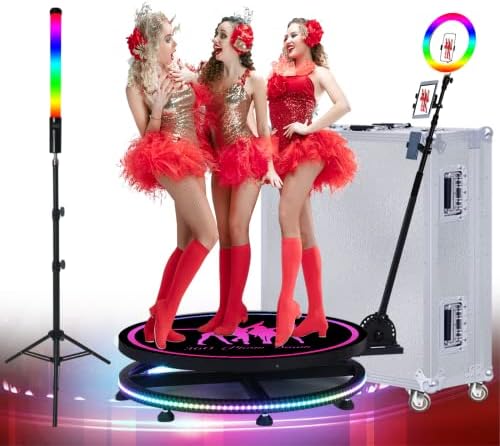 ZANOGI 360 Photo Booth mašina sa softverom za zabave, 360 Slow Motion Photo Booth za 3 osobe sa Deluxe