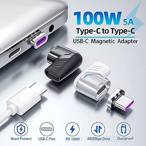 USB C magnetni adapter Tip C priključak Dvali Podrška USB PD 100W Brzi punjenje i 480MB / s Prijenos podataka Kompatibilan sa USB-C mobilnim telefonom, prijenosnim računalima i tabletima ...