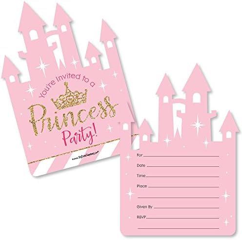 Mala princeza kruna - oblikovane pozivnice za popunjavanje - ružičaste i zlatne princeze bebe ili rođendanske