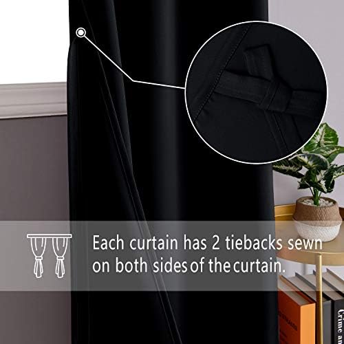 DWCN crne zastori za spavanje za spavaću sobu ušivene sa vezicama - toplotno izolirane svjetlo za
