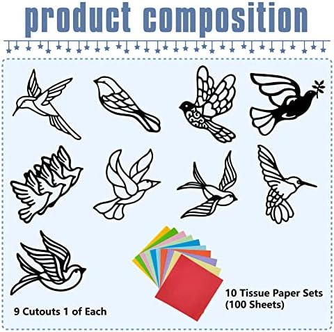 Gorgecraft 9 Styles Bird Paper SINCATCHER komplet sa 100kom 10 boja zanatski papir stakleni papir