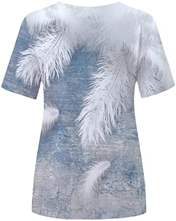 Jesen Ljetna pograna bluza Žene Žene kratkih rukava 2023 odjeća pamučna grafička perjana ručak Top košulja