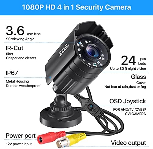 ZOSI 2.0MP 1080p HD 1920TVL sigurnosna kamera HYBRID 4-IN-1 TVI / CVI / AHD / 960H CVBS kamera i 3MP WiFi