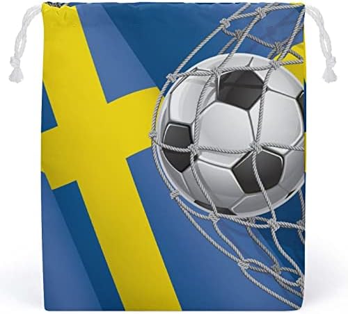Nogometni gol i švedska zastava platna za pohranu za pohranu za pokrajine za višekratnu vodu Torba za vrećicu Torba za kućnu kuću