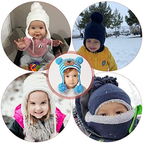 Pjesma Qing Baby Toddler Winter Warm Pom Pom Hat sa uho Zaklopke Kid Fleece Pleece Beanie Hats