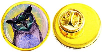 Owl Pin, Broš Owl, Art Glash Pin, Sova umjetnička slika broš, broš životinja, nakit za ptice, M107