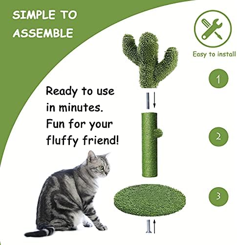 Ikuso mačji stub za grebanje,Cactus mačka grebalica sa interaktivnom Visećom loptom & prirodni
