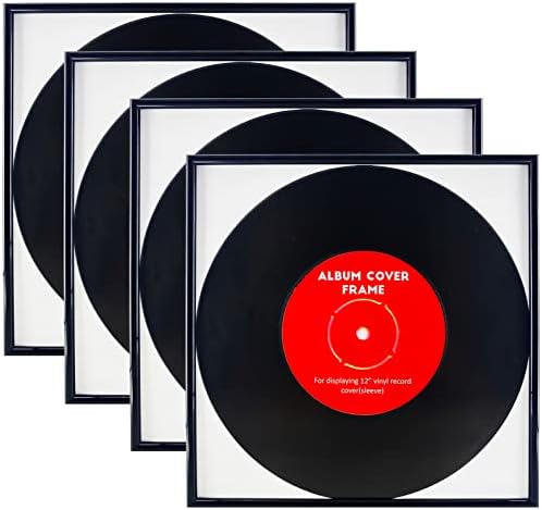 4 Pack, Black Music Record album Frame, prikaz 12.5& 34; x12. 5 Muzika Vinyl LP album Covers, High