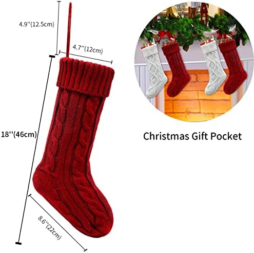 Heyhouse božićne čarape, 4 pakovanje personalizirano božićno čarapa 18 inča Veliki kabl pleteni