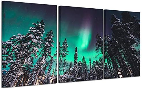 Kreative Arts Northern Lights Canvas Print Norveška priroda zelena Aurora Borealis Poster šuma snježnog