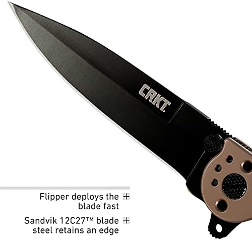 CRKT M16-03BK EDC sklopivi džepni nož: svakodnevna noća, crna čelična oštrica Sandvik 12C27, brava za obloge,