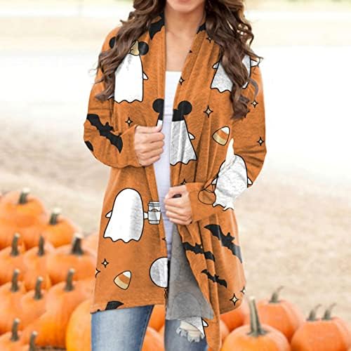 Žene Halloween casual majice Ispiši kardigan jaknu Dugih rukava Top kardigan jakna s dugim pletenim