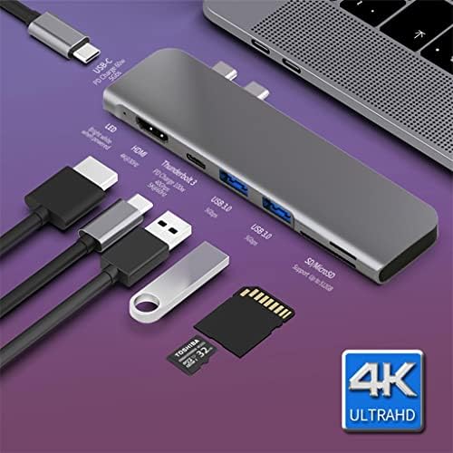 ASUVUD USB 3.1 Tip-C čvorište na Adapter 4K Thunderbolt 3 USB C čvorište sa čvorištem 3.0 TF SD čitač PD