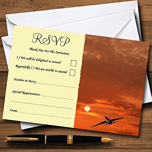Ravnina u Sky Sunset mlaza isključenih u inostranstvu personalizirane RSVP kartice