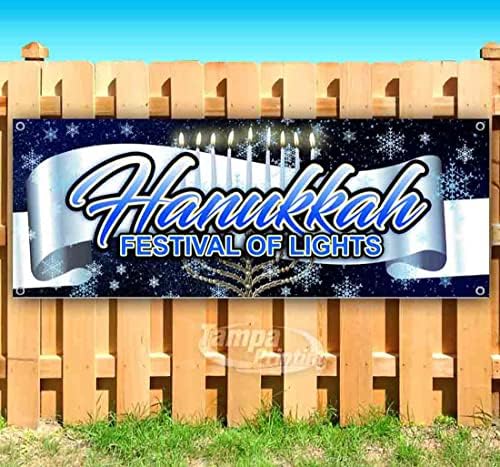 Hanukkah festival svjetla Banner 13 oz | Ne-tkanina | Teški vinil jednostrani metalnim grometom