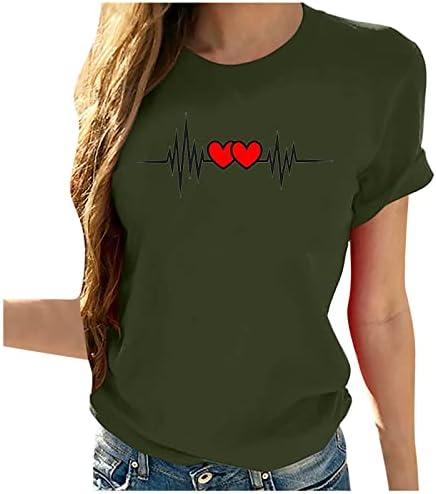 2023 Odjeća Redovna fit pamučna bluza s kratkim rukavima za dame Love Graphic bluza Ljetni Fall Womens 4J