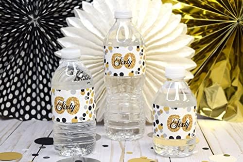 Confetti Polka Dot 60. rođendan ili godišnjica Party Vodootporna naljepnica za vodu za boce vode, 20