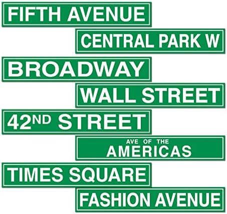 Beistle 50094 izrezi sa 4 paketa NYC Street Sign, 4 inča sa 24 inča, zeleno / bijelo