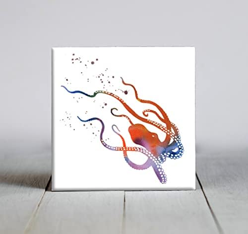 Hobotnica Apstraktna Akvarelna Umjetnost Dekorativna Pločica