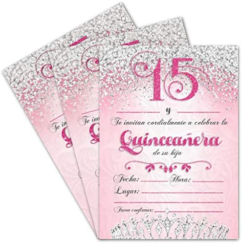 25 Quinceanera Party pozivnice 5x7double Strane kartice za djevojčini 15. rođendan uključuju koverte