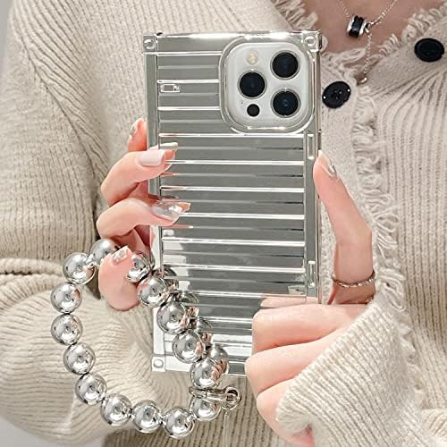 Espumoso Cute Case kompatibilan sa iPhoneom 14 Pro Max Case 6.7 '', 3D futrola za kontejner s lijepim narukvicama lančana kamera zaštitnika za zaštitu futrole za žene i djevojke srebrne