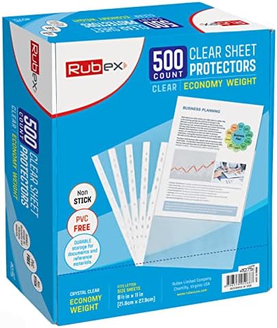 Rubex štitnici za listove 8,5 x 11 inča clear page Protectors ojačani plastični rukavi 11 rupa odgovara za 3