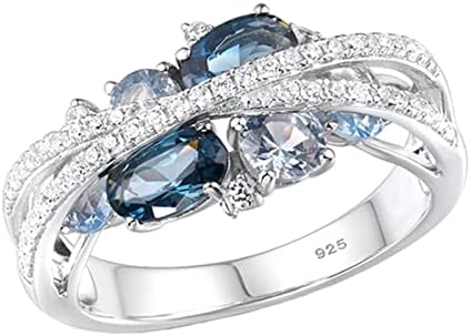 Ženski prsten retro kreativni novi x u obliku šupljeg morskog plavog cirkona zvona za poklon prsten veličine