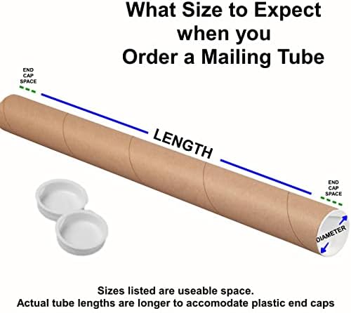 Tubeequeen Mailing cijevi sa poklopcima, upotrebljiva dužina 1,5-inča x 18 inča