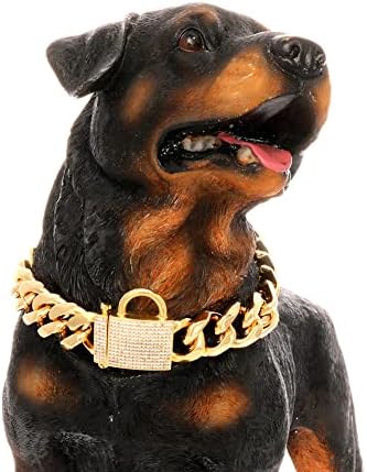 Ogrlica za pse 19mm sa sigurnim kopčom 18k Zlatni metalni kubanski Link Psi lanci Luksuzni ukras za