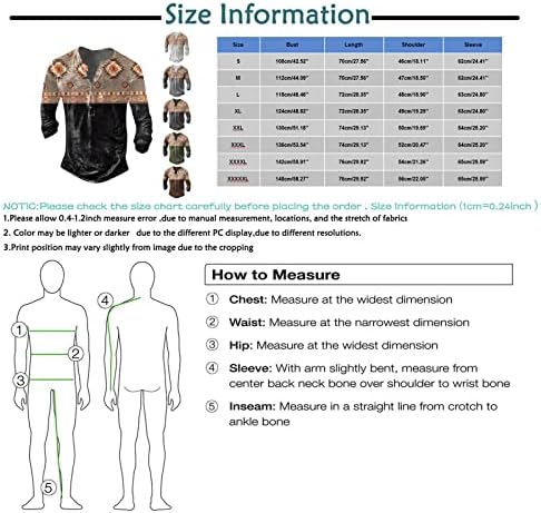 Zapadni Aztec etničke grafičke majice muškarci V-izrez dugih rukava izlasci vrhovi plus veličina