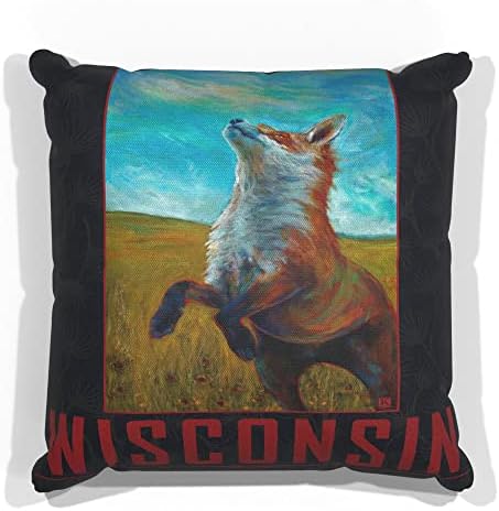 Wisconsin Fox at Play Canvas Throw jastuk za kauč ili kauč kod kuće & ured iz ulja slika umjetnika Kari Lehr 18