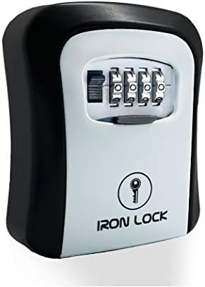 Iron Lock® - kutija za zaključavanje ključeva za montiranje na zid sa kombinacijom od 4 cifre, kodom za resetovanje,