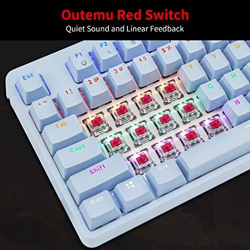 Huo JI Bt-855 mehanička tastatura za igre, USB ožičen sa crvenim prekidačima, Dugino LED pozadinsko osvjetljenje,