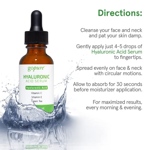 Gopure serum hijaluronske kiseline za lice sa uljem jojobe-prirodni-Glow čisti Serum hijaluronske kiseline