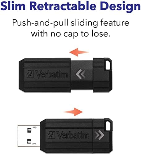 Verbatim 128GB Pinstripe uvlačenje USB 2.0 Flash fleš disk sa Microban antimikrobna zaštita proizvoda-Crna