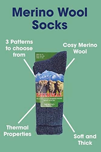 MENS MERINO VUNE čarape | Sock snob | Tople debele pletene čarape za čišćenje za planinarenje