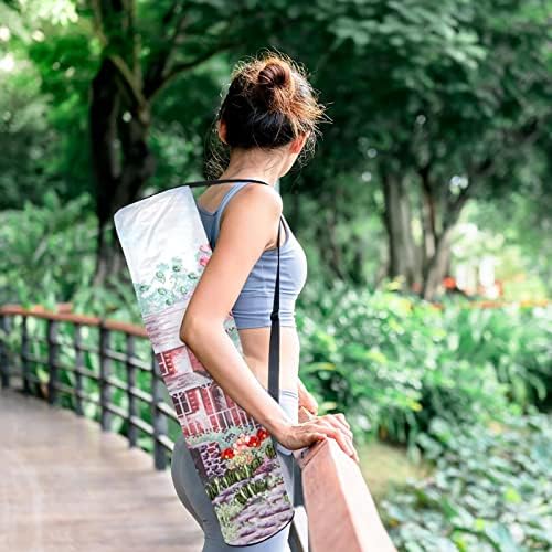 RATGDN Yoga Mat torba, Floral Town Exercise Yoga Mat Carrier full-Zip Yoga Mat torba za nošenje sa