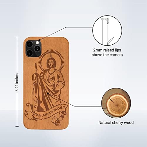 Sevgie iPhone 12/12 Pro San Judas, St. Jude Sow Telefon Telefon [Shoototroof Prirodni drveni zaštitni poklopac]