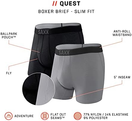 Saxx muške donje rublje - Quest Quick Eve mrežični bokser kratki fly 2pk s ugrađenom podrškom za torbu - donje