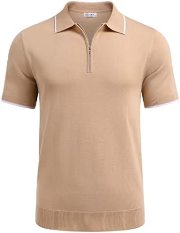 COOFANDY muške patentne polo majice Casual pletene kratke rukave Polo majice Classic Fit Shirts