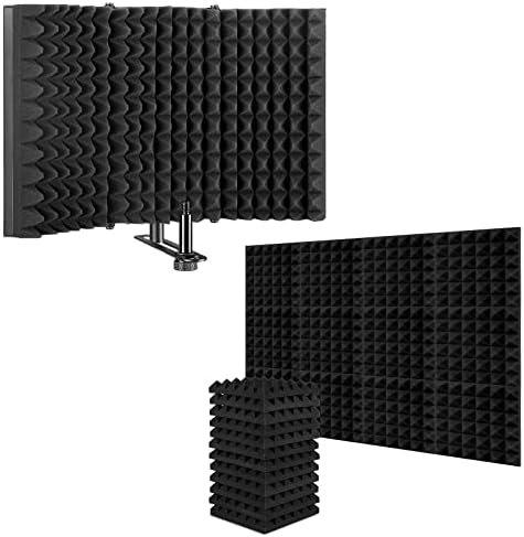 AGPTEK paket mikrofonskog izolacionog štita sa 12 paketa 2x12 x12 zvučno otporna podloga, Crna, odlična