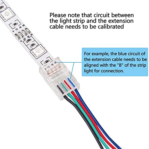 BZONE 10 PACK LED traka 4 pin sa 16,4ft produžnim kabelom za vodootporno i ne vodootporno 10 mm širine