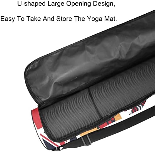 RATGDN Yoga Mat torba, London Big Ben Mail Box kišobran i zastava Vježba Yoga Mat Carrier full-Zip Yoga Mat
