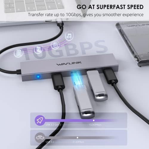 USB C Hub, Wavlink USB 3.2 Hub sa 4 USB-C 3.2 Gen 2 portom, brzina podataka do 10Gbps, podrška 87W Power